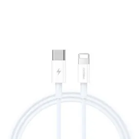 Recci Fast Charging Cable Type-C to Lightning, 20Watts, 1Mm, White