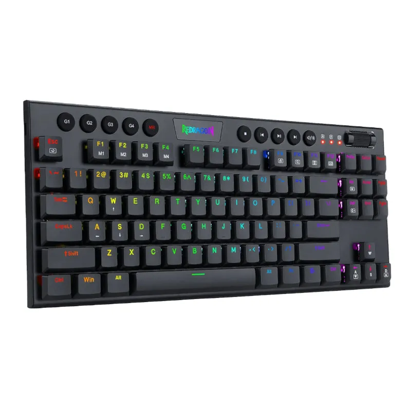 Redragon Horus 84Key Rgb Red Switch Low Profile Wireless Gaming Mechanical Keyboard - Black