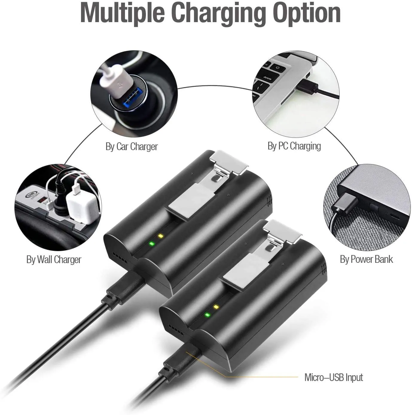 Replacement Batteries for Doorbell (2-Pack) with 2 in 1 Charging Cable