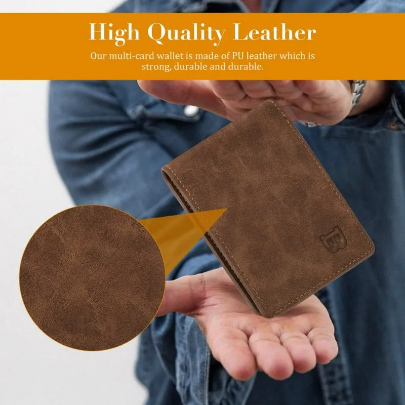 RFID Blocking Card Case with 6 Slots Leather Wallet for Men