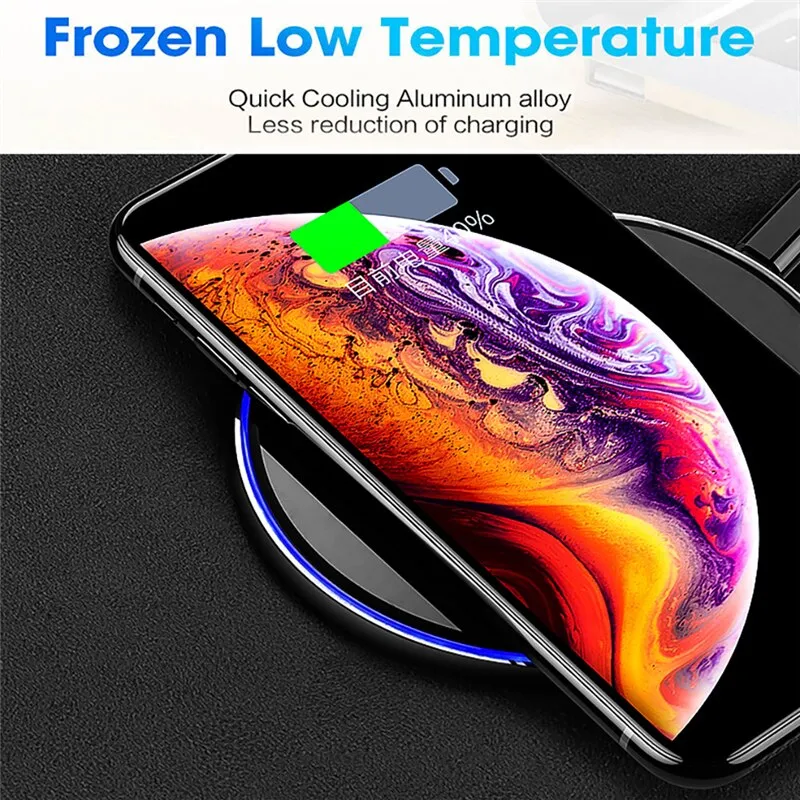 ROCK Metal 15W 10W Wireless Charger Mirror Fast Charging for iPhone 8 X XR XS Max Samsung S10 S9 Desktop Wireless Charger Pad