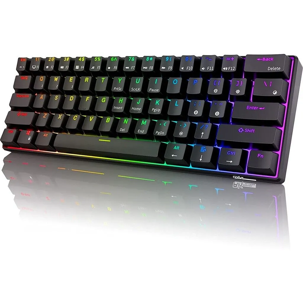 Royal Kludge RK61 TriMode RGB Hot Swappable Mechanical Keyboard Black (Red Switch)