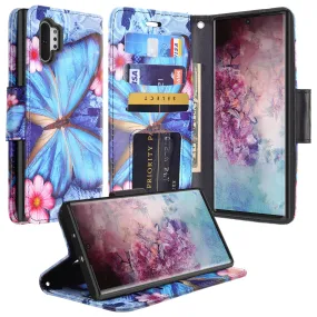 Samsung Galaxy A32 5G Case, Galaxy A32 5G Wallet Case, Wrist Strap Pu Leather Wallet Case [Kickstand] with ID & Credit Card Slots - Blue Butterfly