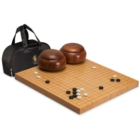 Shin Kaya 1.2" Go Board w/ Double Convex Yunzi Stones and Burma Padauk Wood Bowls Set