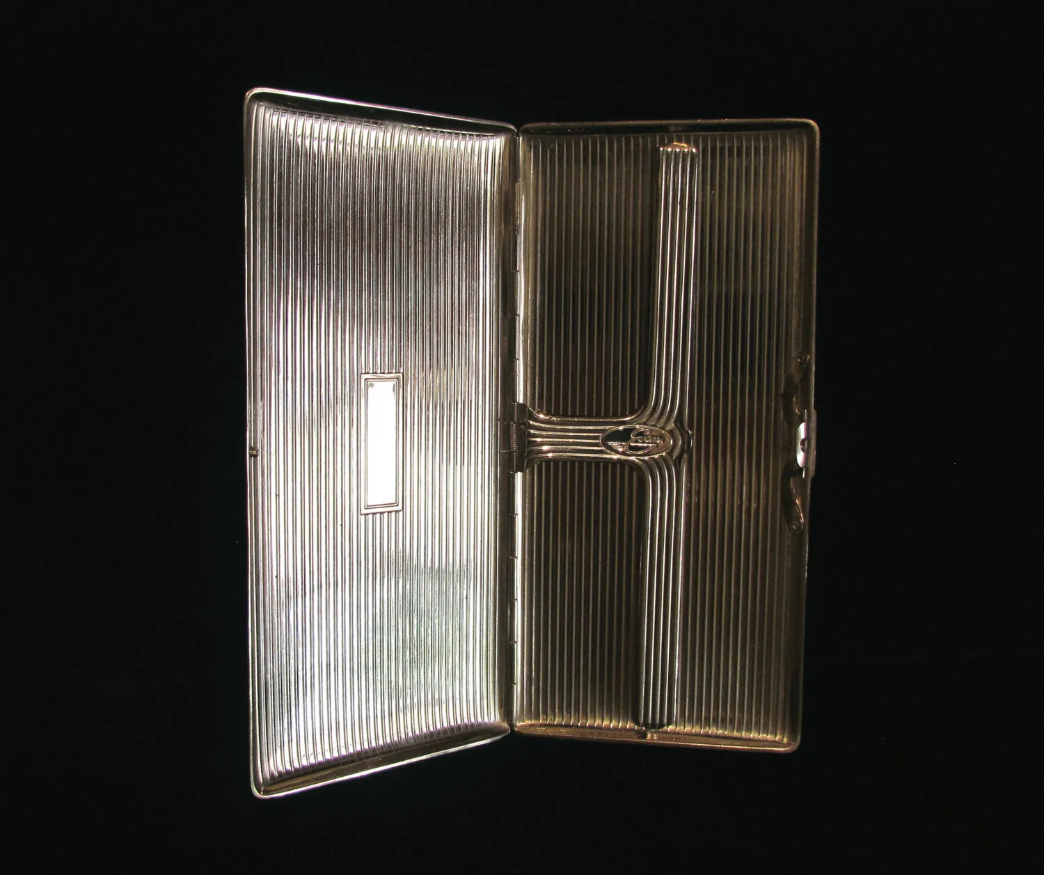 Silver Tone Evans Cigarette Case 1940's Business Card Holder Art Deco