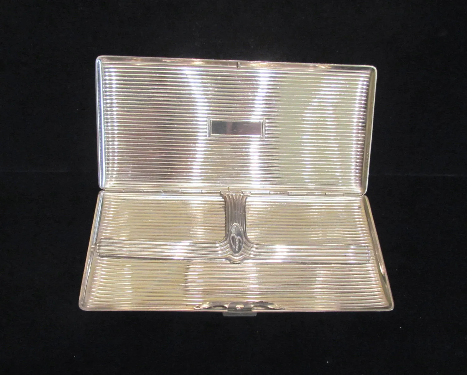 Silver Tone Evans Cigarette Case 1940's Business Card Holder Art Deco