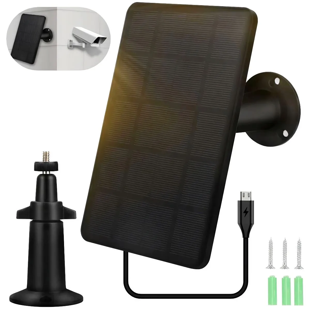 SMAXPro™ Solar Panel for Security Camera: USB Outdoor Cam, 3W 5V Battery Charger