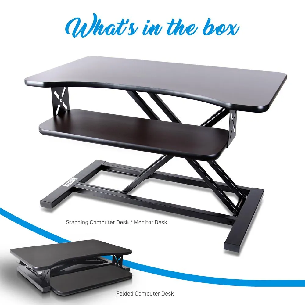 Standing Computer Desk / Monitor Desk - Height Adjustable Desktop Table Work Station With Keyboard Tray