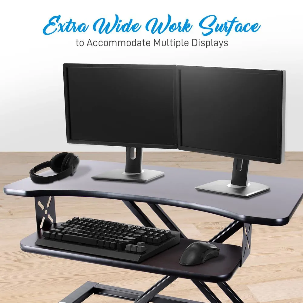 Standing Computer Desk / Monitor Desk - Height Adjustable Desktop Table Work Station With Keyboard Tray