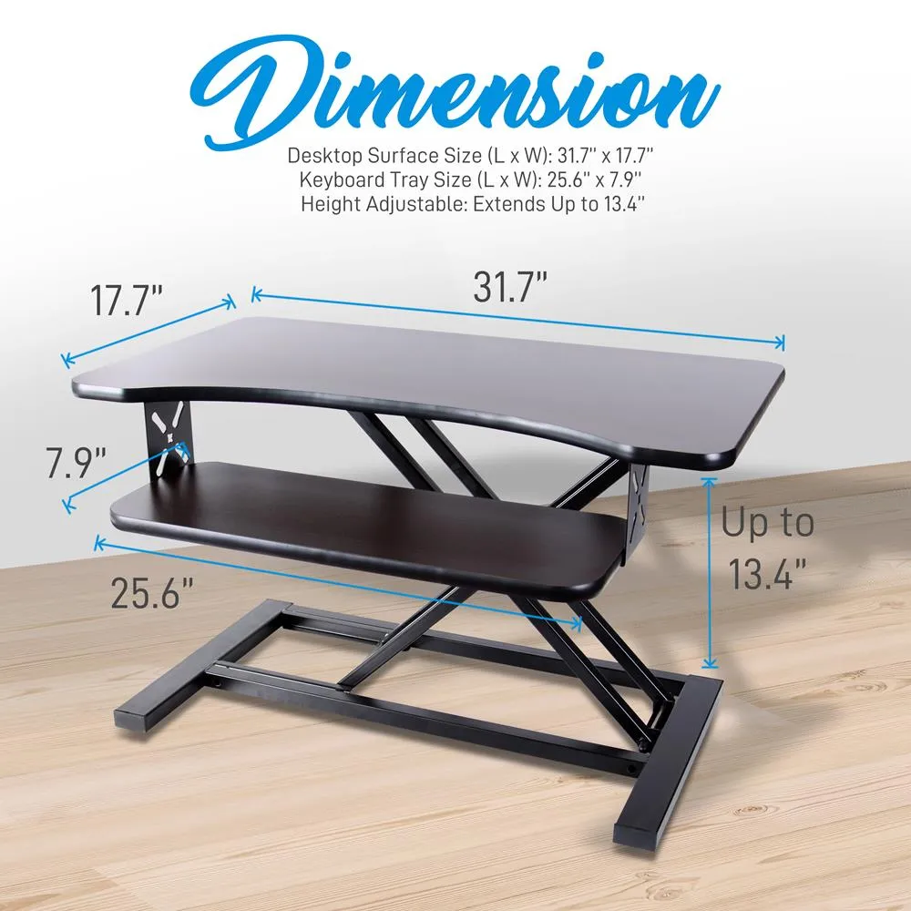 Standing Computer Desk / Monitor Desk - Height Adjustable Desktop Table Work Station With Keyboard Tray