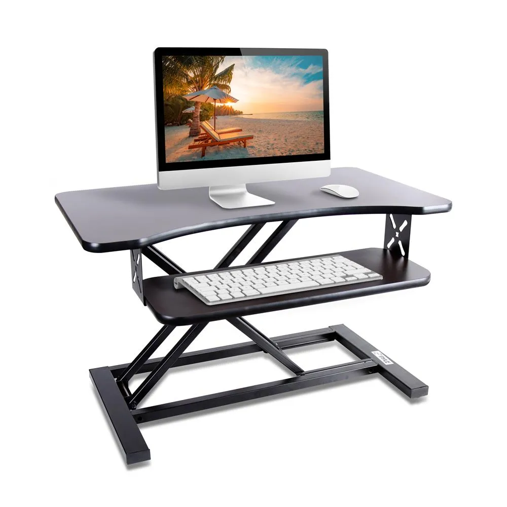 Standing Computer Desk / Monitor Desk - Height Adjustable Desktop Table Work Station With Keyboard Tray