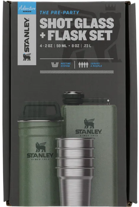 Stanley The Pre-Party Shot Glass   Flask Set - Hammerstone Green