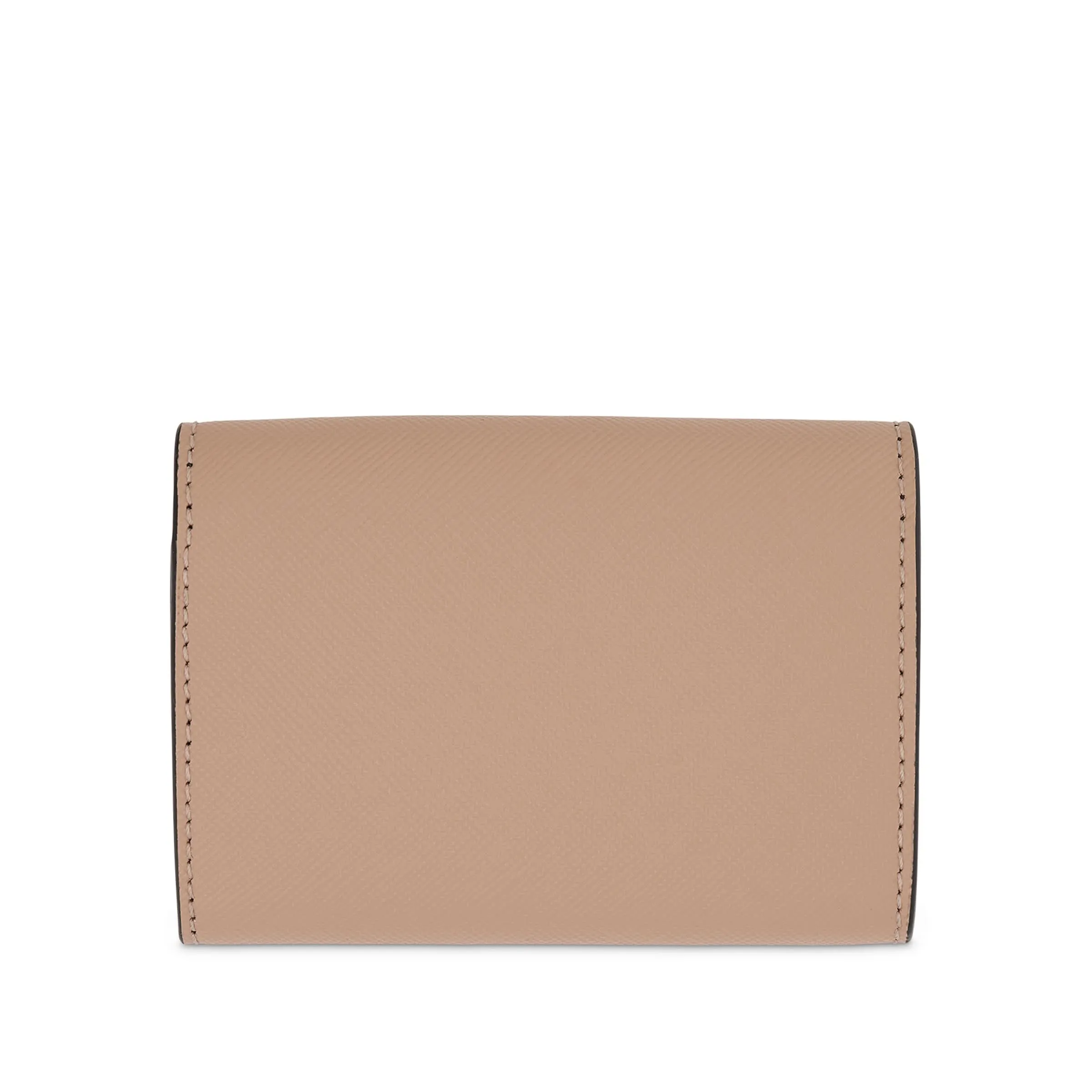 Trifold Saffiano Leather Wallet in Camellia/Talc