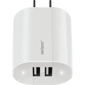 Verizon 24W (5V-4.8A) Dual USB Port Wall Charger Adapter (580245AMNM) - White