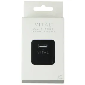 Vital (2.4A) Single USB Wall Charger Travel Adapter - Black (8024381C)