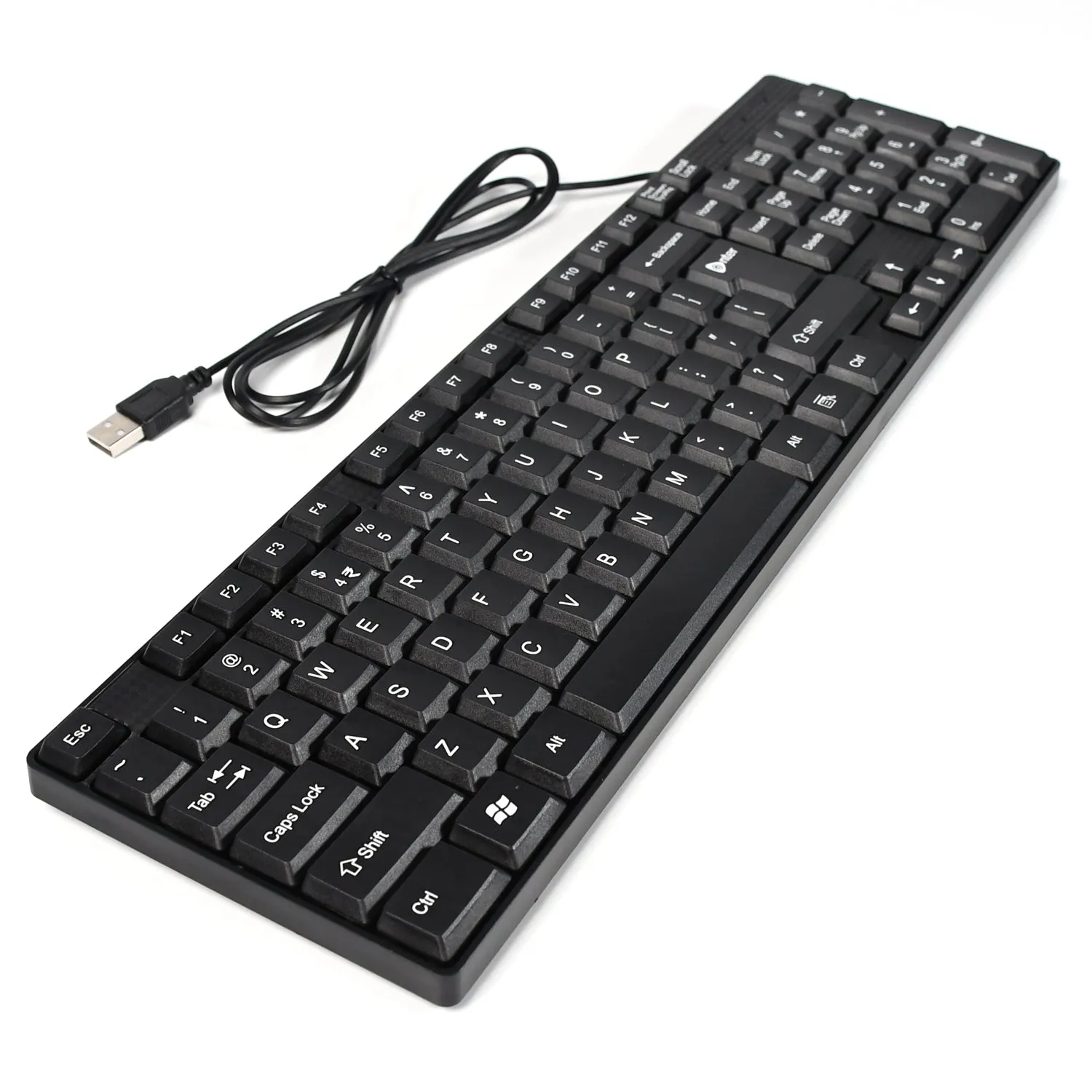 Wired USB 102 Keys, Ergonomic Portable Typewriter Keyboard for Home Office, Plug and Play