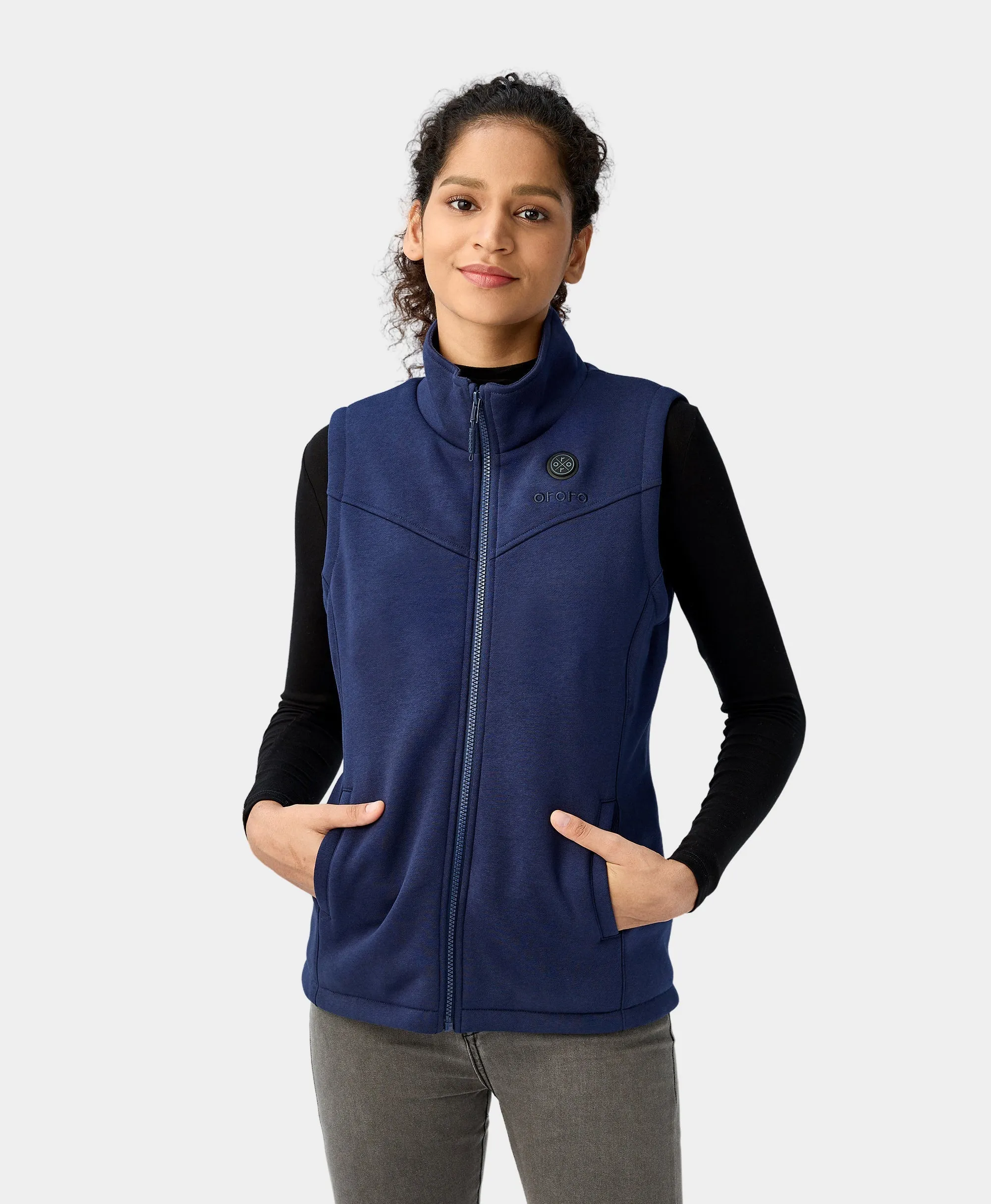 Women's Heated Fleece Vest - Red/Blue