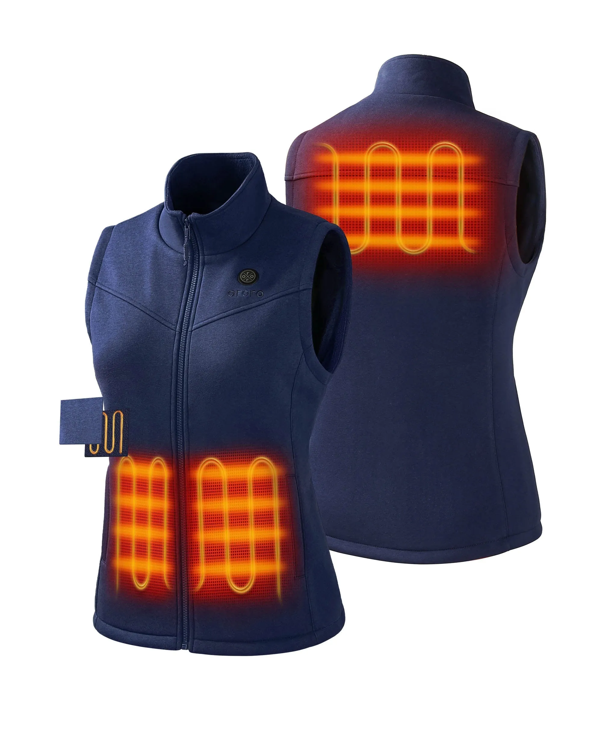 Women's Heated Fleece Vest - Red/Blue