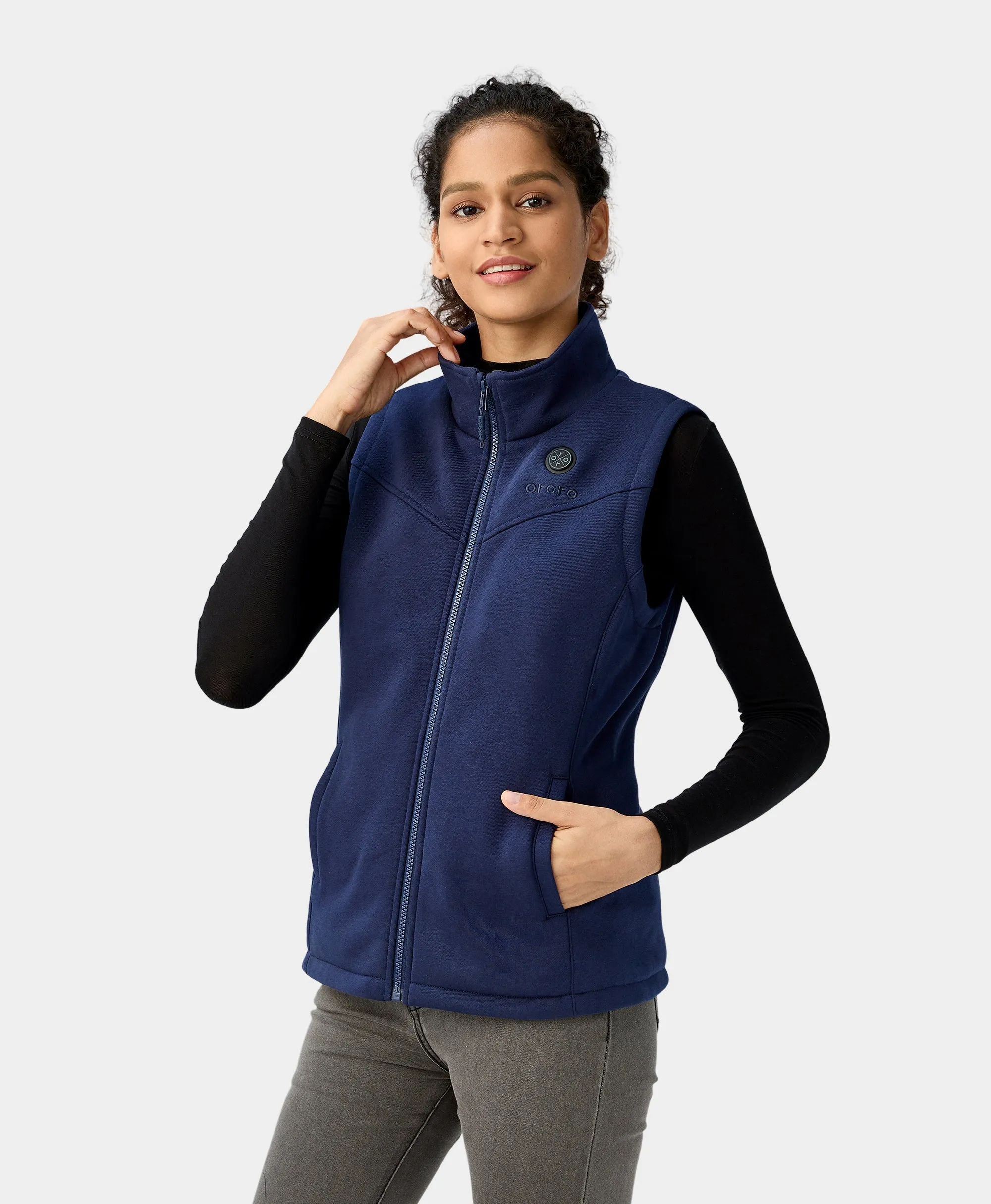 Women's Heated Fleece Vest - Red/Blue