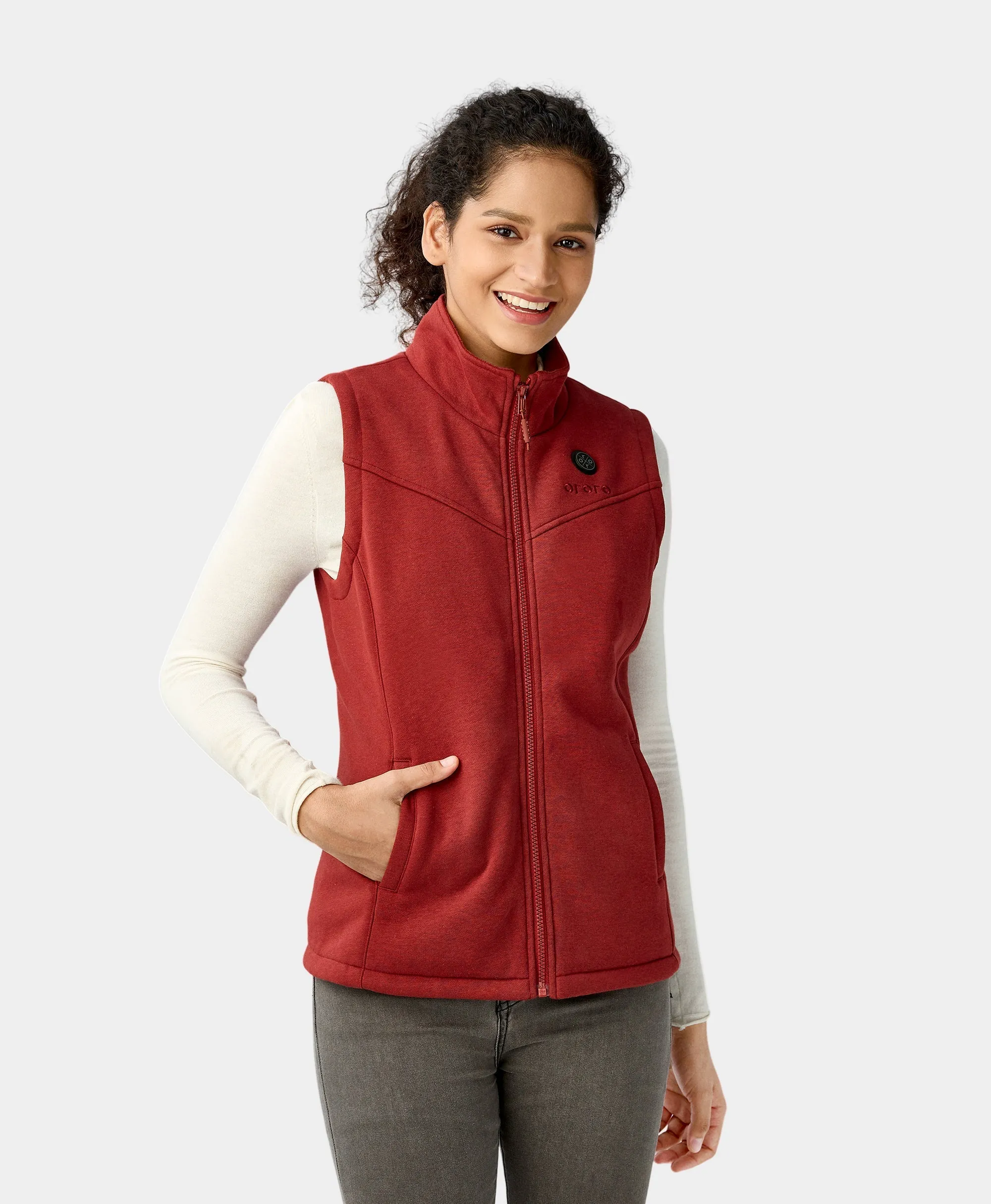 Women's Heated Fleece Vest - Red/Blue