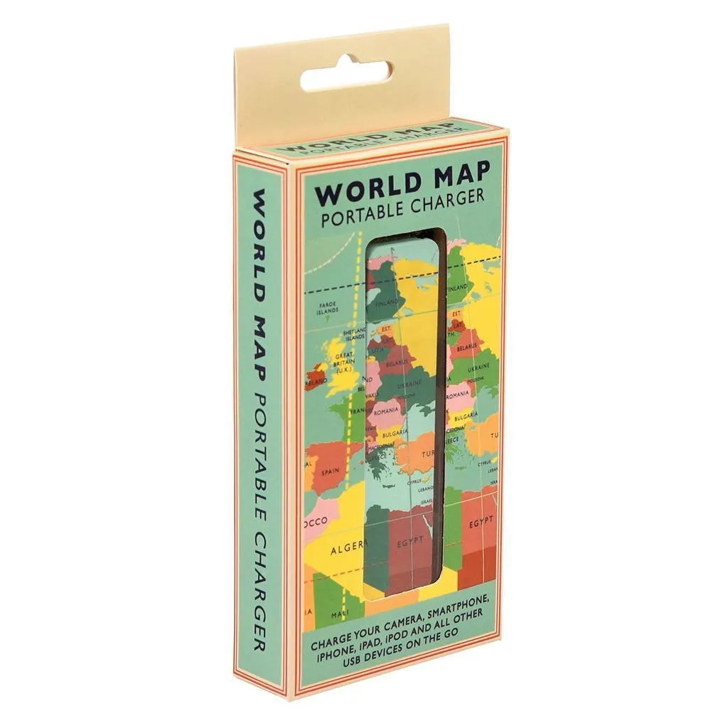 World Map Portable USB Charger