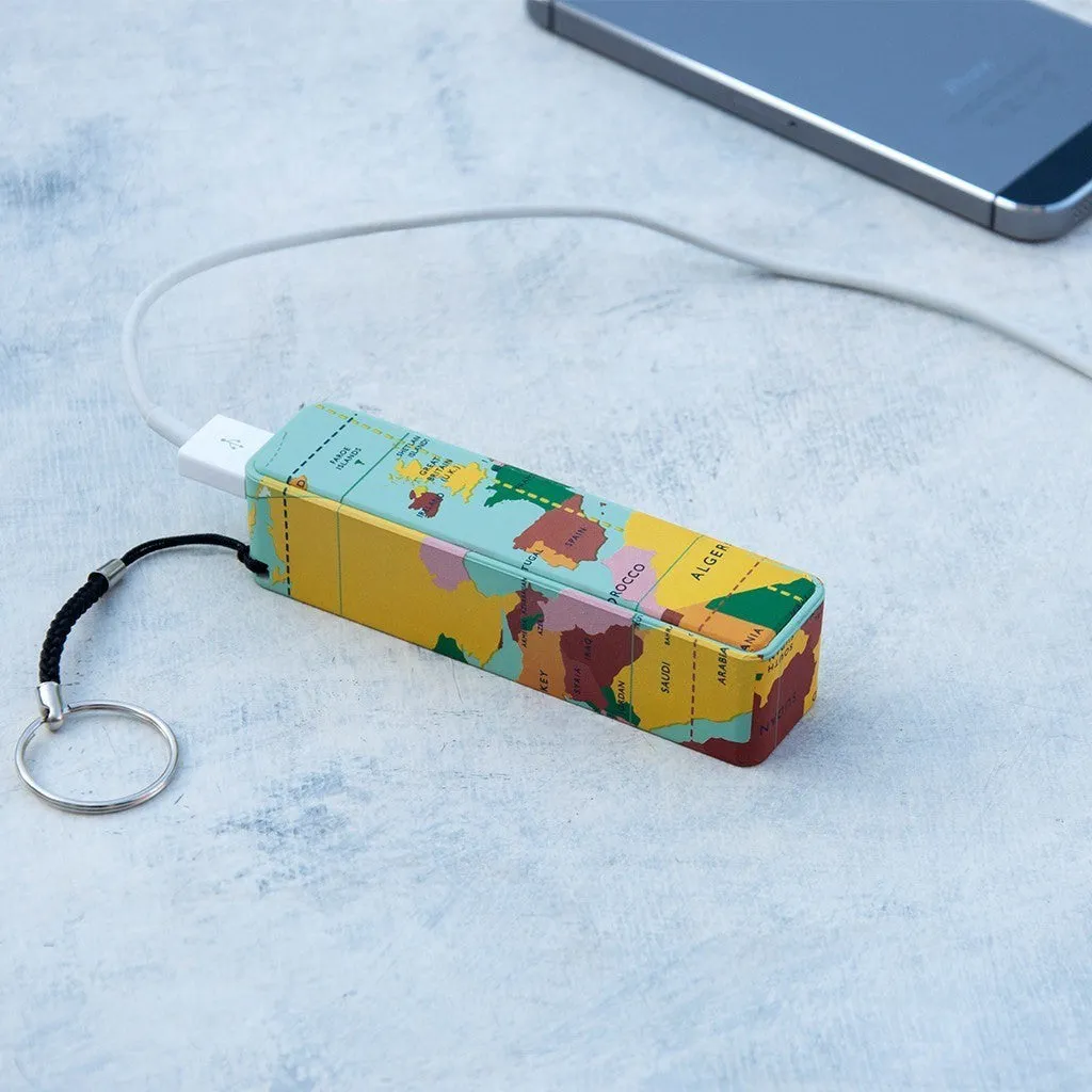 World Map Portable USB Charger