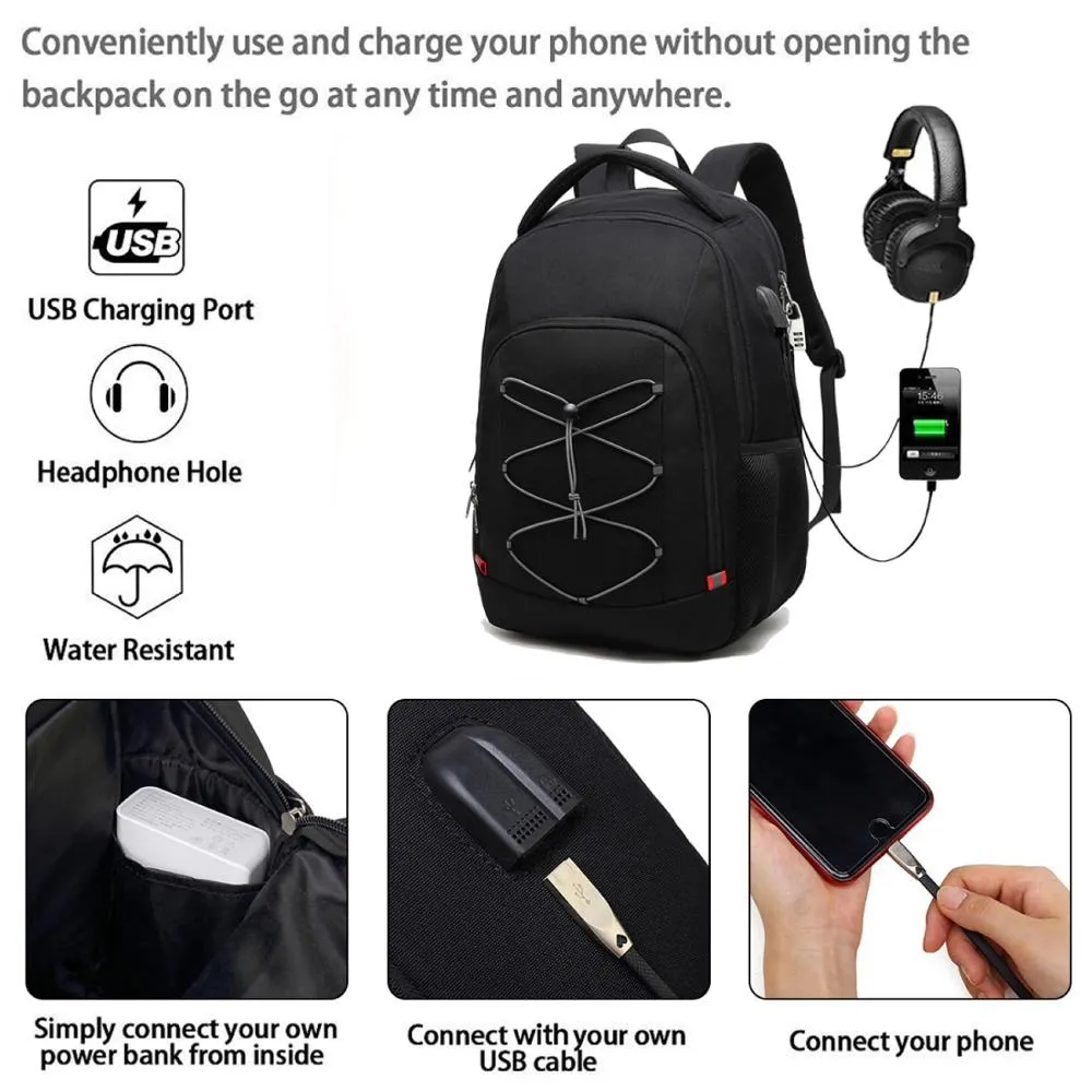 XQXA Business Travel Backpack Women Men Laptop With Anti-theft Lock USb Charging Port